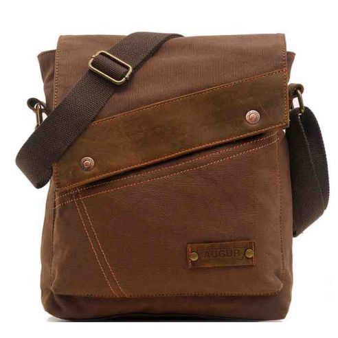 Men's bag Barstie from cotton and inserts from genuine leather K013 brown buy in online store