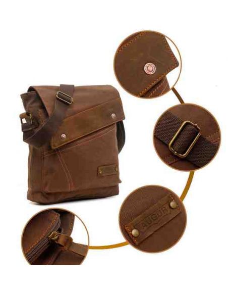 Men's bag Barstie from cotton and inserts from genuine leather K013 Khaki buy in online store Men's bag Barstie from cotton and inserts from genuine leather K013 Khaki buy in online store