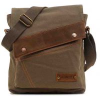 Men's bag Barstie from cotton and inserts from genuine leather K013 Khaki buy in online store