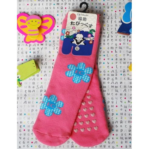 Socks Baby Fukuske Anti-slip Machrow Size 27-33 Pink Flowers buy in online store