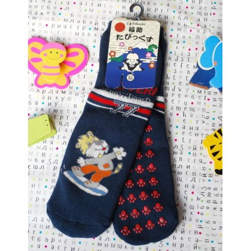 Baby socks Fukuske Anti-slip terry size 27-33 blue tiger buy in online store