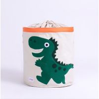 Basket for toys cotton with applique - green dinosaur buy in online store