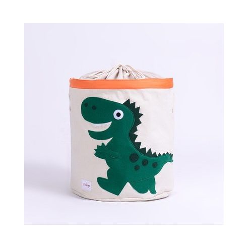 Basket for toys cotton with applique - green dinosaur buy in online store