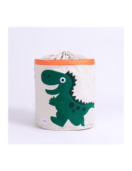 Basket for toys cotton with applique - green dinosaur buy in online store Basket for toys cotton with applique - green dinosaur buy in online store