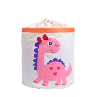 Basket for toys Cotton with applique - Pink dinosaur buy in online store
