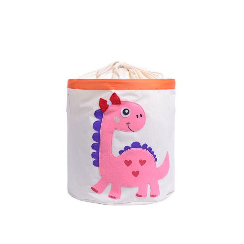 Basket for toys Cotton with applique - Pink dinosaur buy in online store