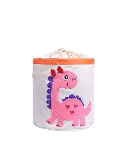 Basket for toys Cotton with applique - Pink dinosaur buy in online store Basket for toys Cotton with applique - Pink dinosaur buy in online store