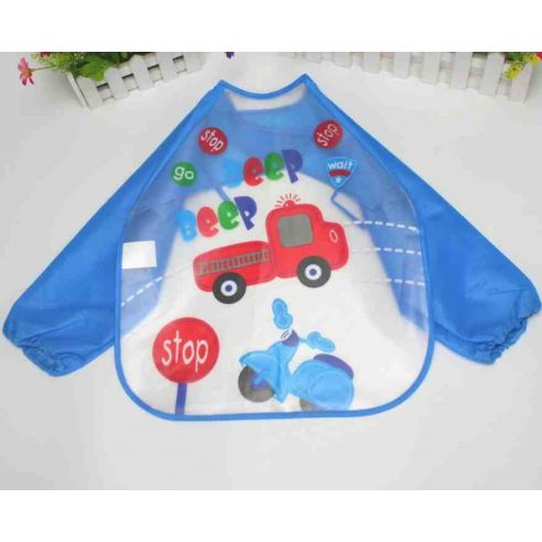 Apron with sleeves - car on blue buy in online store