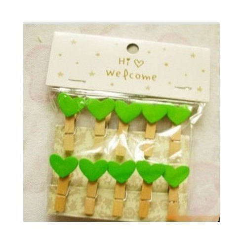 Decarative clothespins - Green Hearts buy in online store