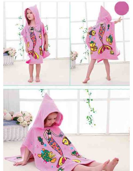 Beach Towel Poncho - Pink Mermaid buy in online store Beach Towel Poncho - Pink Mermaid buy in online store