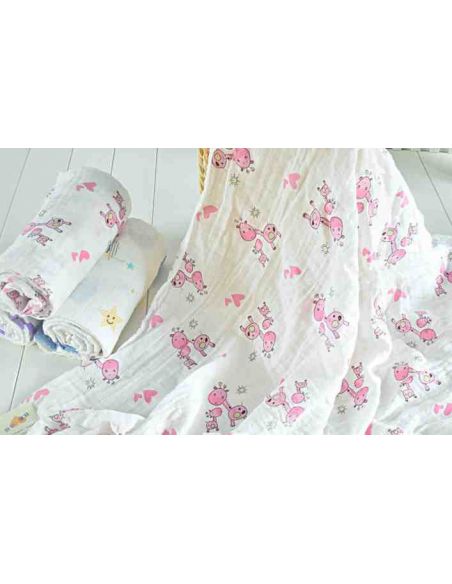 Gauze Muslin Diaper 105 * 105 - Pink Giraffe buy in online store Gauze Muslin Diaper 105 * 105 - Pink Giraffe buy in online store