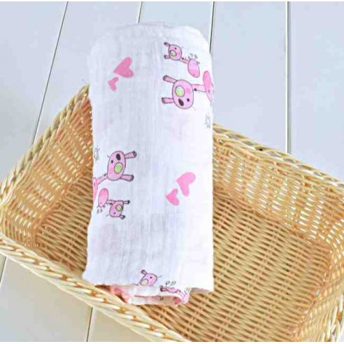 Gauze Muslin Diaper 105 * 105 - Pink Giraffe buy in online store