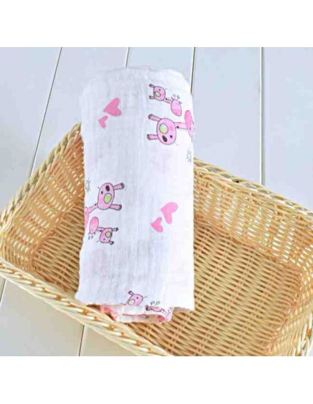 Gauze Muslin Diaper 105 * 105 - Pink Giraffe buy in online store Gauze Muslin Diaper 105 * 105 - Pink Giraffe buy in online store