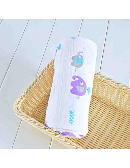 Gauze Muslin Diaper 120 * 120 - Purple Elephants buy in online store Gauze Muslin Diaper 120 * 120 - Purple Elephants buy in online store