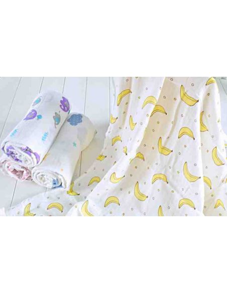 Gauze Muslin Diaper 120 * 120 - Bananas buy in online store Gauze Muslin Diaper 120 * 120 - Bananas buy in online store