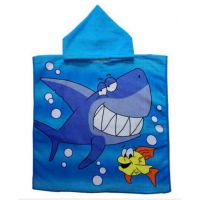 Beach towel poncho - shark on blue buy in online store