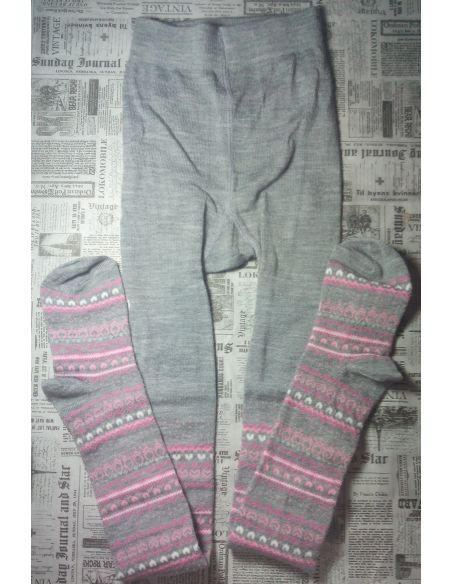 Merino wool tights 146-152r - gray ornament buy in online store
