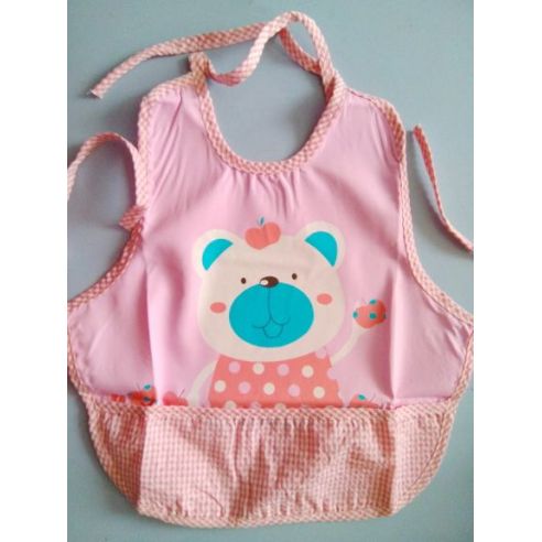 Cotton Slumpy Apron With Pocket - Pink Bear buy in online store