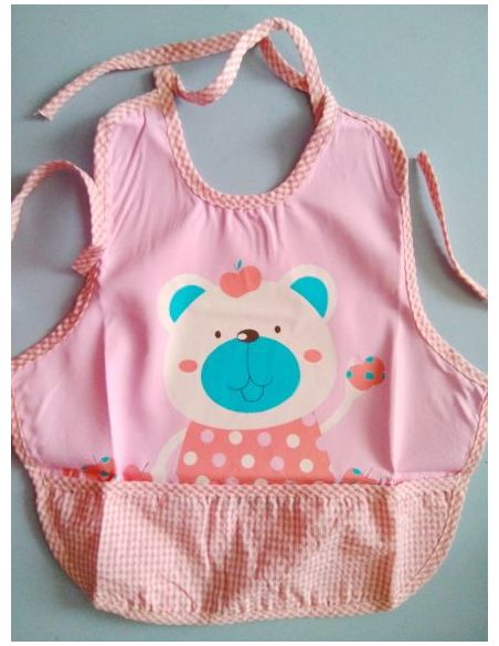 Cotton Slumpy Apron With Pocket - Pink Bear buy in online store Cotton Slumpy Apron With Pocket - Pink Bear buy in online store