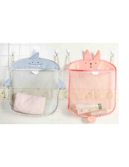Mesh Organizer for storing toys in a Bathroom Alarger + 2 Vacuum Hook - Gray buy in online store