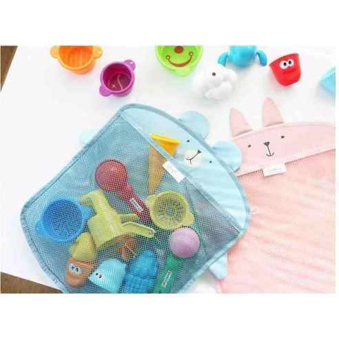 Mesh Organizer for storing toys in a Bathroom Alarger + 2 Vacuum Hook - Gray buy in online store