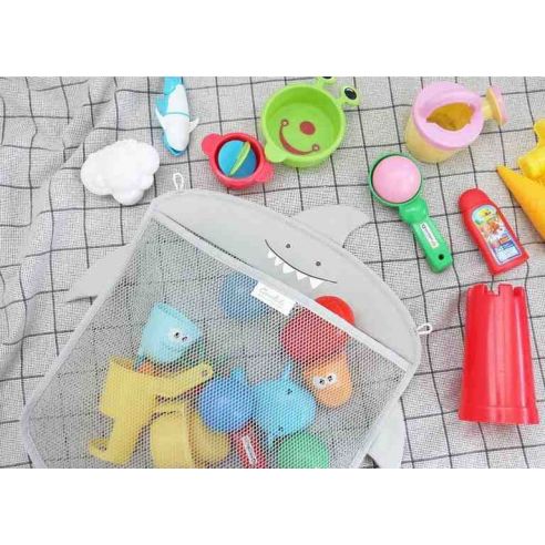 Mesh Organizer for storing toys in a Bathroom Alarger + 2 Vacuum Hook - Gray buy in online store