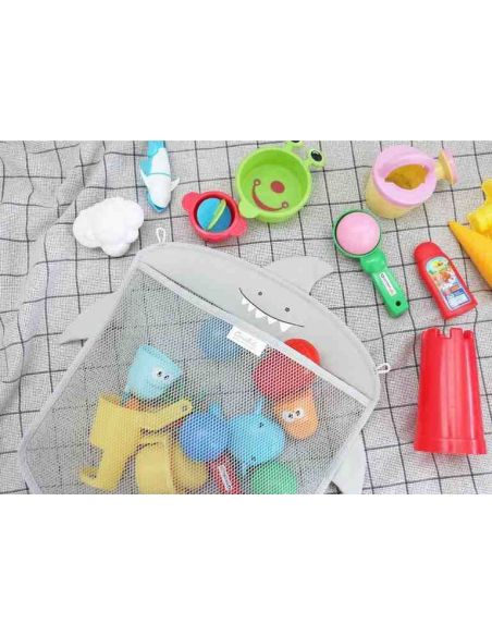 Mesh Organizer for storing toys in a Bathroom Alarger + 2 Vacuum Hook - Gray buy in online store