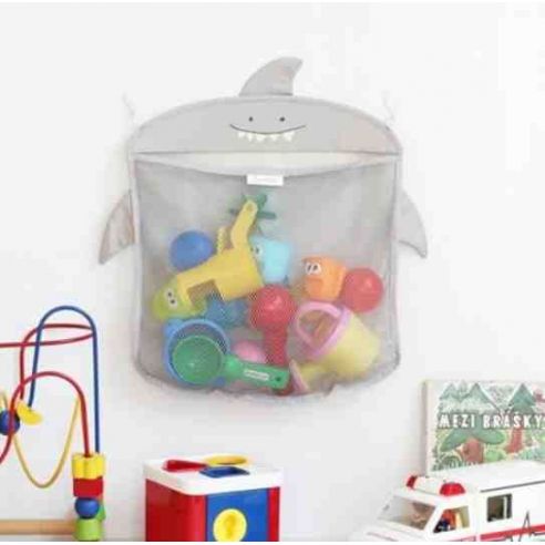 Mesh Organizer for storing toys in a Bathroom Alarger + 2 Vacuum Hook - Gray buy in online store