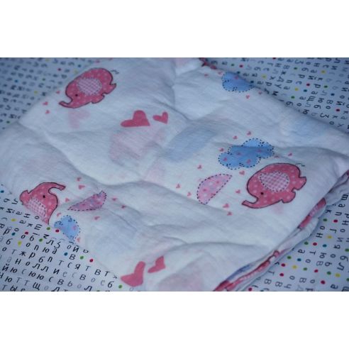 Gauze Muslin Diaper 105 * 105 - Pink Elephants buy in online store