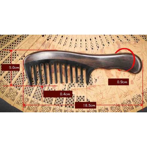 Comb from ebony (black) tree with inset from buffalo horns buy in online store