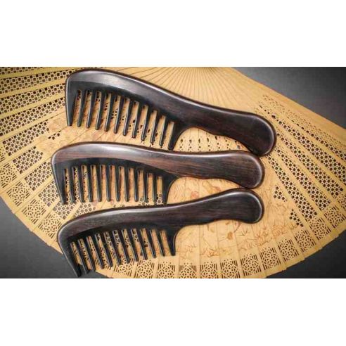 Comb from ebony (black) tree with inset from buffalo horns buy in online store