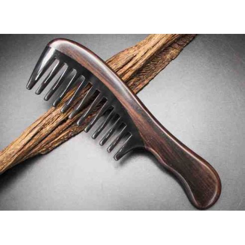 Comb from ebony (black) tree with inset from buffalo horns buy in online store