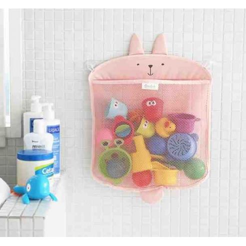 Mesh Organizer for storing toys in the bathroom animal + 2 vacuum hook - pink buy in online store