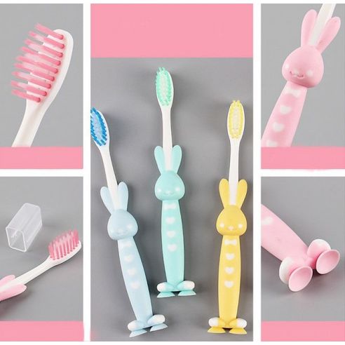 Baby toothbrushes on suckers bunnies - 4pcs in pack buy in online store