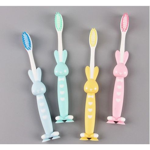 Baby toothbrushes on suckers bunnies - 4pcs in pack buy in online store