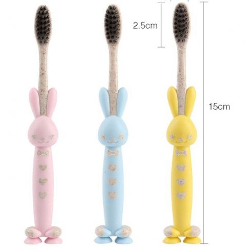 Children's toothbrush with adding bamboo coal on suckers buy in online store