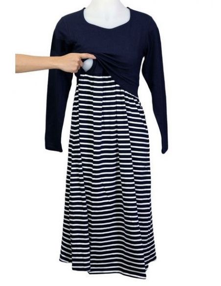 Dress for pregnant women and nursing dark blue buy in online store